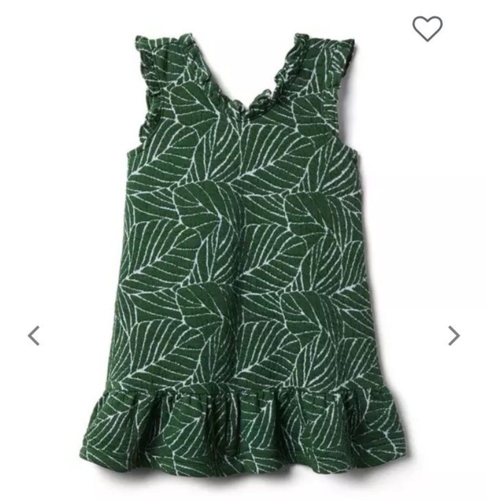 Janie and Jack Green Leaf Ruffle Trim Dress Girls Size 6 Vacation